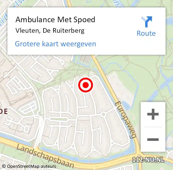 Locatie op kaart van de 112 melding: Ambulance Met Spoed Naar Vleuten, De Ruiterberg op 1 februari 2016 08:58