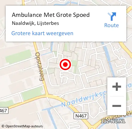 Locatie op kaart van de 112 melding: Ambulance Met Grote Spoed Naar Naaldwijk, Lijsterbes op 1 februari 2016 09:56