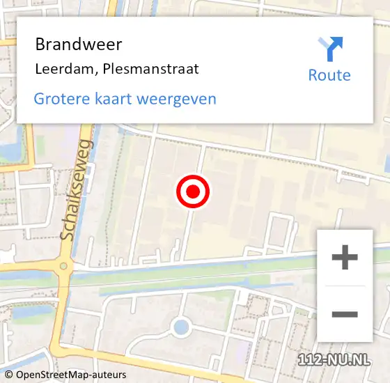 Locatie op kaart van de 112 melding: Brandweer Leerdam, Plesmanstraat op 1 februari 2016 10:04