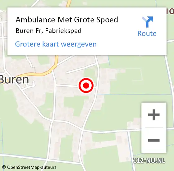 Locatie op kaart van de 112 melding: Ambulance Met Grote Spoed Naar Buren Fr, Fabriekspad op 5 december 2013 03:23