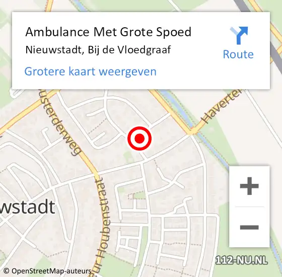 Locatie op kaart van de 112 melding: Ambulance Met Grote Spoed Naar Nieuwstadt, Bij de Vloedgraaf op 1 februari 2016 10:15