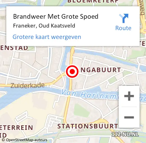 Locatie op kaart van de 112 melding: Brandweer Met Grote Spoed Naar Franeker, Oud Kaatsveld op 1 februari 2016 10:54