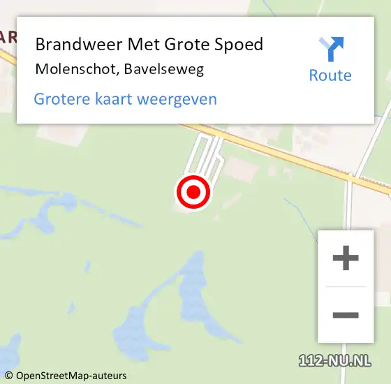 Locatie op kaart van de 112 melding: Brandweer Met Grote Spoed Naar Molenschot, Bavelseweg op 1 februari 2016 11:17