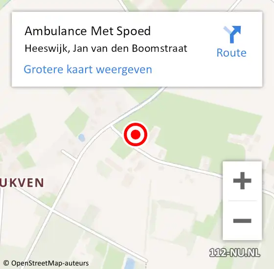 Locatie op kaart van de 112 melding: Ambulance Met Spoed Naar Heeswijk, Jan van den Boomstraat op 1 februari 2016 12:23