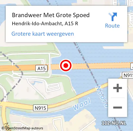 Locatie op kaart van de 112 melding: Brandweer Met Grote Spoed Naar Hendrik-Ido-Ambacht, A15 R op 1 februari 2016 12:40