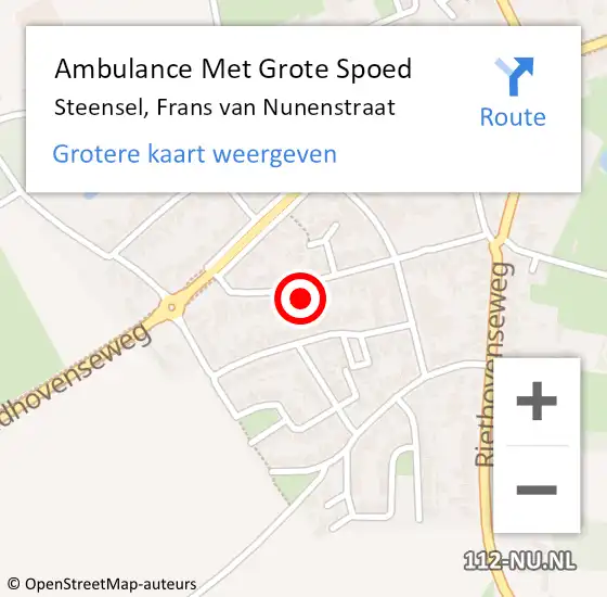 Locatie op kaart van de 112 melding: Ambulance Met Grote Spoed Naar Steensel, Frans van Nunenstraat op 1 februari 2016 14:04