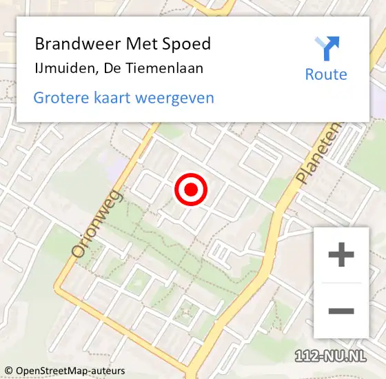 Locatie op kaart van de 112 melding: Brandweer Met Spoed Naar IJmuiden, De Tiemenlaan op 1 februari 2016 14:13