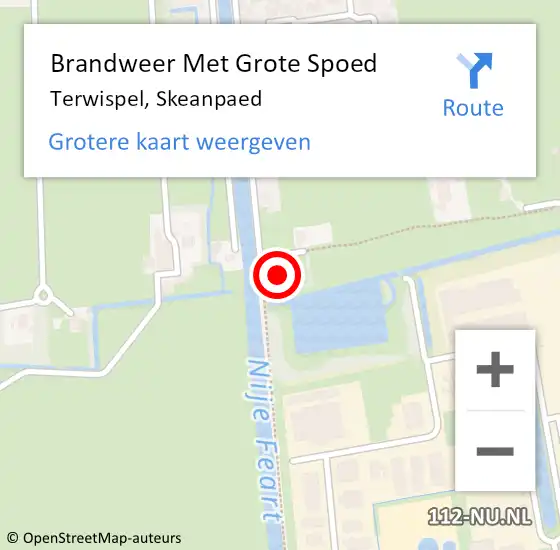 Locatie op kaart van de 112 melding: Brandweer Met Grote Spoed Naar Terwispel, Skeanpaed op 1 februari 2016 14:24