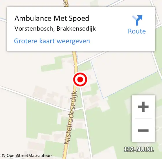 Locatie op kaart van de 112 melding: Ambulance Met Spoed Naar Vorstenbosch, Brakkensedijk op 1 februari 2016 15:03