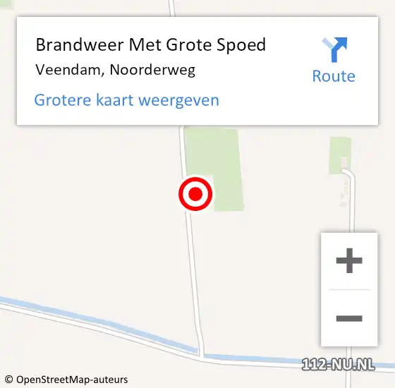 Locatie op kaart van de 112 melding: Brandweer Met Grote Spoed Naar Veendam, Noorderweg op 1 februari 2016 15:14