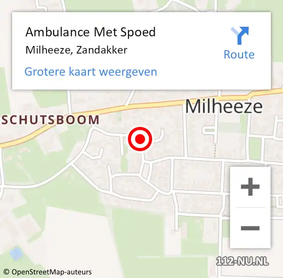 Locatie op kaart van de 112 melding: Ambulance Met Spoed Naar Milheeze, Zandakker op 1 februari 2016 15:24