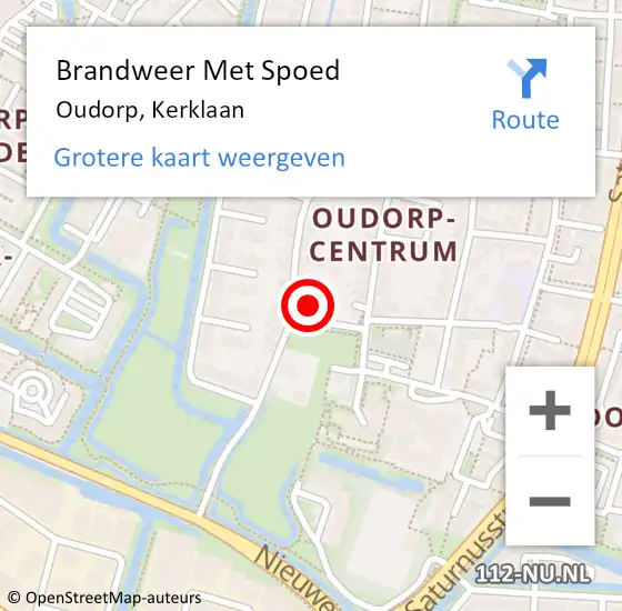 Locatie op kaart van de 112 melding: Brandweer Met Spoed Naar Oudorp, Kerklaan op 1 februari 2016 16:08