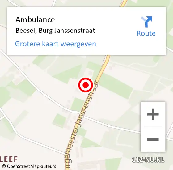 Locatie op kaart van de 112 melding: Ambulance Beesel, Burg Janssenstraat op 1 februari 2016 16:36