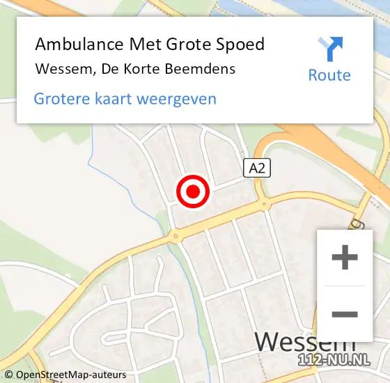 Locatie op kaart van de 112 melding: Ambulance Met Grote Spoed Naar Wessem, De Korte Beemdens op 1 februari 2016 16:45