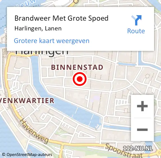 Locatie op kaart van de 112 melding: Brandweer Met Grote Spoed Naar Harlingen, Lanen op 1 februari 2016 17:02