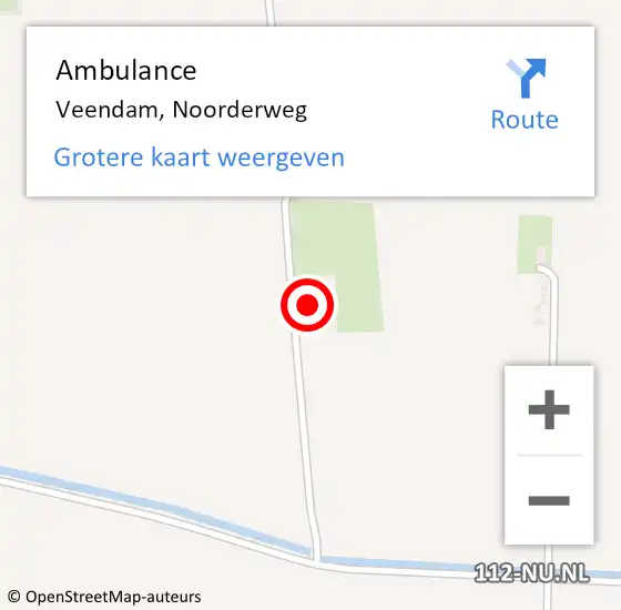 Locatie op kaart van de 112 melding: Ambulance Veendam, Noorderweg op 1 februari 2016 17:04