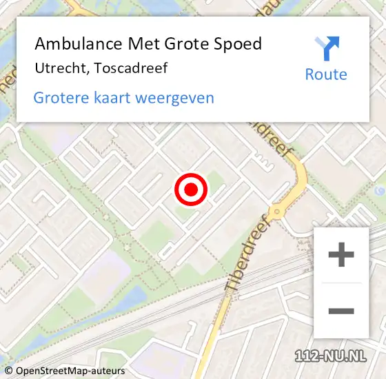 Locatie op kaart van de 112 melding: Ambulance Met Grote Spoed Naar Utrecht, Toscadreef op 1 februari 2016 17:10