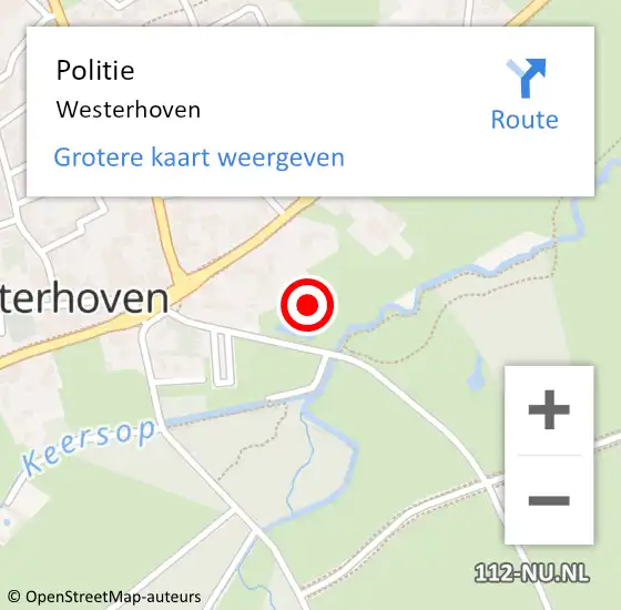 Locatie op kaart van de 112 melding: Politie Westerhoven op 1 februari 2016 18:24