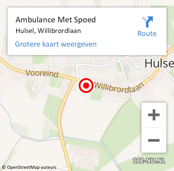 Locatie op kaart van de 112 melding: Ambulance Met Spoed Naar Hulsel, Willibrordlaan op 1 februari 2016 18:30