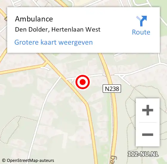 Locatie op kaart van de 112 melding: Ambulance Den Dolder, Hertenlaan West op 1 februari 2016 19:14