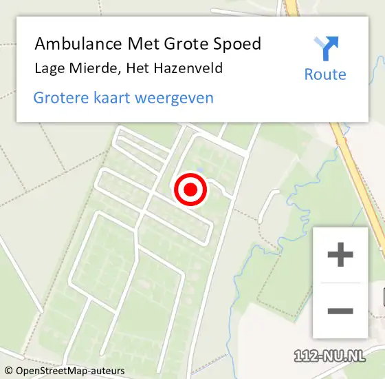 Locatie op kaart van de 112 melding: Ambulance Met Grote Spoed Naar Lage Mierde, Het Hazenveld op 1 februari 2016 21:03