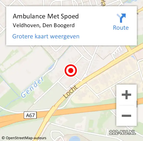 Locatie op kaart van de 112 melding: Ambulance Met Spoed Naar Veldhoven, Den Boogerd op 1 februari 2016 21:30