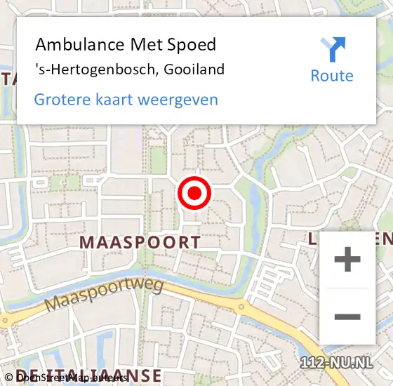 Locatie op kaart van de 112 melding: Ambulance Met Spoed Naar 's-Hertogenbosch, Gooiland op 1 februari 2016 22:36