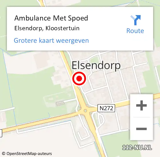 Locatie op kaart van de 112 melding: Ambulance Met Spoed Naar Elsendorp, Kloostertuin op 1 februari 2016 22:40