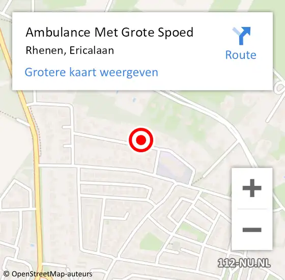 Locatie op kaart van de 112 melding: Ambulance Met Grote Spoed Naar Rhenen, Ericalaan op 1 februari 2016 22:50