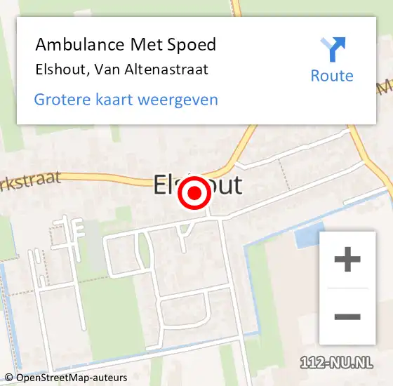 Locatie op kaart van de 112 melding: Ambulance Met Spoed Naar Elshout, Van Altenastraat op 2 februari 2016 03:36