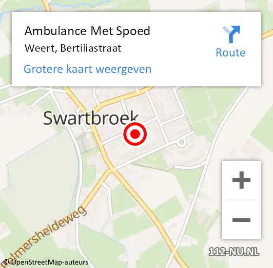 Locatie op kaart van de 112 melding: Ambulance Met Spoed Naar Weert, Bertiliastraat op 5 december 2013 08:06