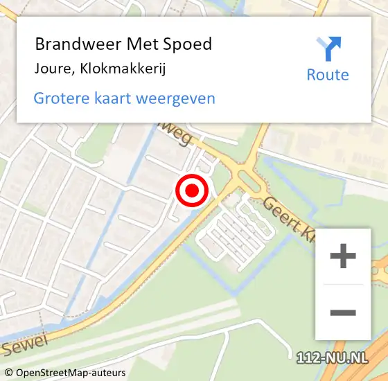 Locatie op kaart van de 112 melding: Brandweer Met Spoed Naar Joure, Klokmakkerij op 2 februari 2016 05:23