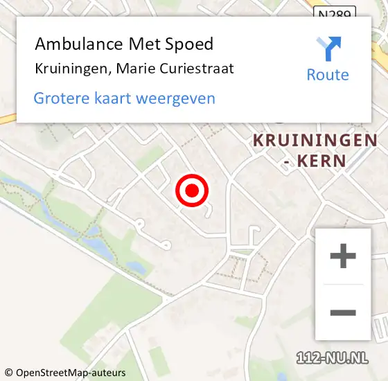 Locatie op kaart van de 112 melding: Ambulance Met Spoed Naar Kruiningen, Marie Curiestraat op 2 februari 2016 05:51