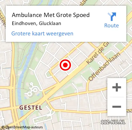 Locatie op kaart van de 112 melding: Ambulance Met Grote Spoed Naar Eindhoven, Glucklaan op 2 februari 2016 07:38