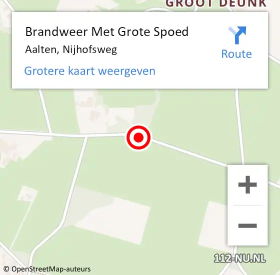 Locatie op kaart van de 112 melding: Brandweer Met Grote Spoed Naar Aalten, Nijhofsweg op 2 februari 2016 07:45