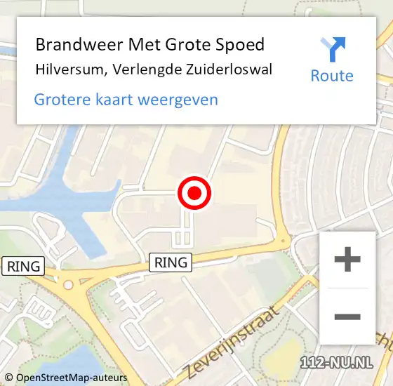 Locatie op kaart van de 112 melding: Brandweer Met Grote Spoed Naar Hilversum, Verlengde Zuiderloswal op 2 februari 2016 07:50