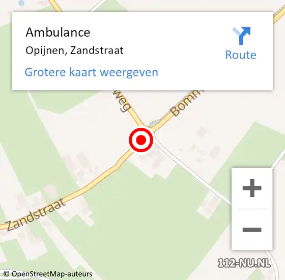 Locatie op kaart van de 112 melding: Ambulance Opijnen, Zandstraat op 2 februari 2016 08:27