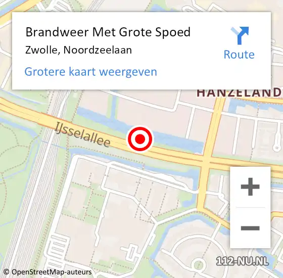 Locatie op kaart van de 112 melding: Brandweer Met Grote Spoed Naar Zwolle, Noordzeelaan op 2 februari 2016 10:04