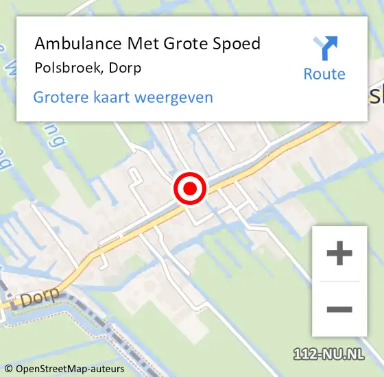 Locatie op kaart van de 112 melding: Ambulance Met Grote Spoed Naar Polsbroek, Dorp op 2 februari 2016 10:17