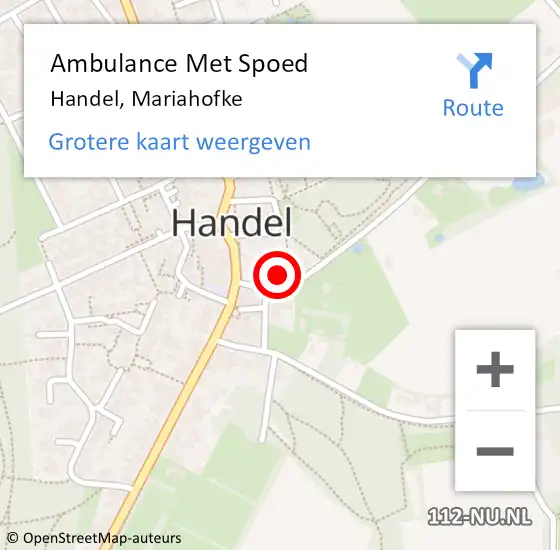 Locatie op kaart van de 112 melding: Ambulance Met Spoed Naar Handel, Mariahofke op 2 februari 2016 12:54