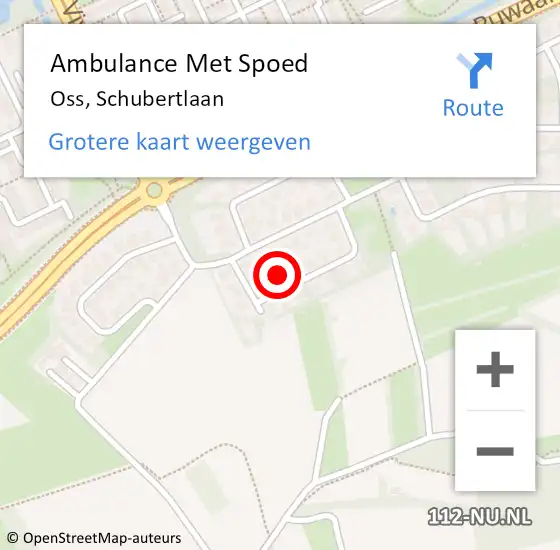 Locatie op kaart van de 112 melding: Ambulance Met Spoed Naar Oss, Schubertlaan op 2 februari 2016 13:54