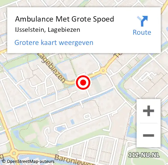 Locatie op kaart van de 112 melding: Ambulance Met Grote Spoed Naar IJsselstein, Lagebiezen op 2 februari 2016 14:03