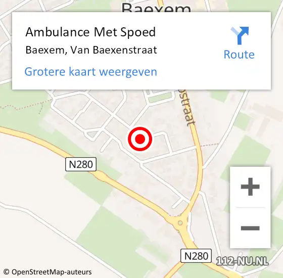 Locatie op kaart van de 112 melding: Ambulance Met Spoed Naar Baexem, Van Baexenstraat op 2 februari 2016 15:12