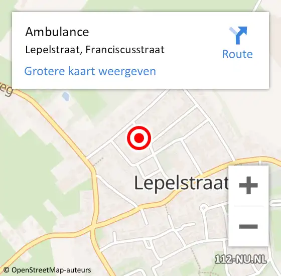 Locatie op kaart van de 112 melding: Ambulance Lepelstraat, Franciscusstraat op 2 februari 2016 15:22