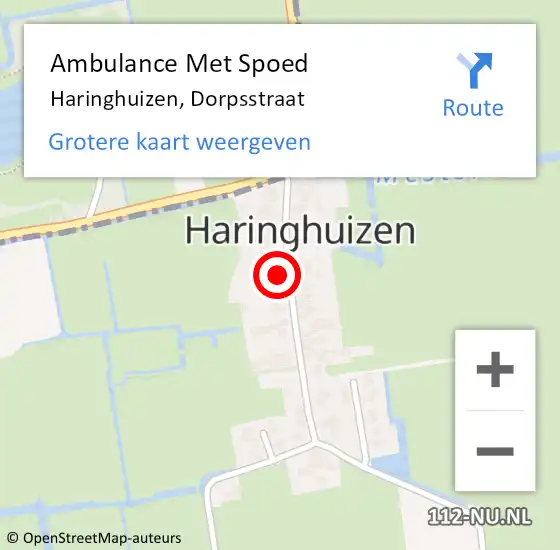 Locatie op kaart van de 112 melding: Ambulance Met Spoed Naar Haringhuizen, Dorpsstraat op 2 februari 2016 15:55