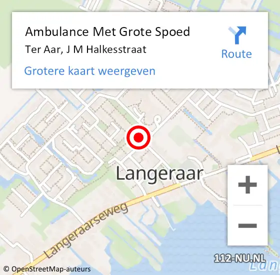 Locatie op kaart van de 112 melding: Ambulance Met Grote Spoed Naar Ter Aar, J M Halkesstraat op 2 februari 2016 16:01