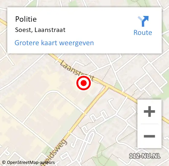 Locatie op kaart van de 112 melding: Politie Soest, Laanstraat op 2 februari 2016 16:39