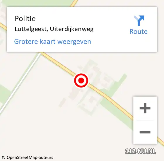 Locatie op kaart van de 112 melding: Politie Luttelgeest, Uiterdijkenweg op 2 februari 2016 17:05