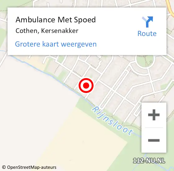 Locatie op kaart van de 112 melding: Ambulance Met Spoed Naar Cothen, Kersenakker op 2 februari 2016 17:06