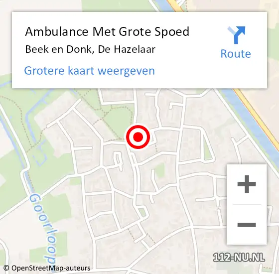 Locatie op kaart van de 112 melding: Ambulance Met Grote Spoed Naar Beek en Donk, De Hazelaar op 2 februari 2016 17:16